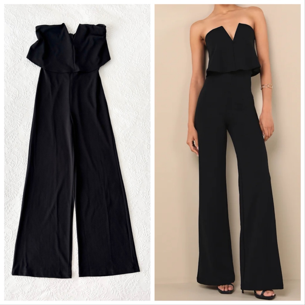 Nwt Lulus Power Of Love Black Strapless Jumpsuit Large